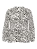 KAFFE curve Langarm-Bluse KCellena in Black/White Leaf Print
