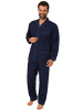 NORMANN Pyjama gewebt durchknöpfbarem Oberteil - 54906 in marine