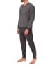 NORMANN Langarm Schlafanzug Pyjama Bündchen V-Hals in dunkelgrau