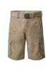 Timezone Kurze, karierte Shorts mit Gürtel und Eingrifftaschen in Beige
