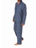 NORMANN Flanell Pyjama langarm Schlafanzug zum durchknöpfen - 70801 in navy