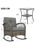 ABRIHOME Rattan Schaukelstuhl-Set mit 2 Stühlen und Glas-Tisch in Grau