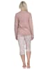 NORMANN Pyjama kurzarm Schlafanzug Caprihose Leoprint - 72606 in braun