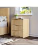 ABRIHOME Nachttisch in Beige mit 3 Schubladen Rillendesign Metallgriffen