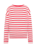 ELBSAND Sweatshirt Elva in Cloud White + Barberry STRIPE