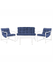 Beliani 4-tlg Sitzgruppe GARDA in Blau/Weiß