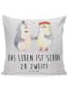 Mr. & Mrs. Panda Sofakissen Pinguin Heirat mit Spruch in Grau Pastell