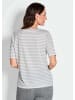 GOLDNER Kurzgröße:  Stilvolles Streifenshirt für Damen in grau / weiß / geringelt