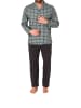 NORMANN Durchknöpfbare Pyjama Schlafanzug langarm Karo - 82994 in grau