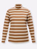 WITT WEIDEN Stehkragen-Shirt in cognac-sand-geringelt
