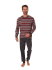 NORMANN langarm Schlafanzug Bündchen Pyjama Streifen - 88069 in rot