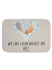 Mr. & Mrs. Panda Badematte Mäuse Herz mit Spruch in Grau Pastell