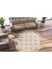 Kayoom Kurzflor Teppich Bohist 425 in creme - khaki - quadratisch