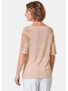 GOLDNER Kurzgröße:  Halbarmshirt mit transparenten Details in hellmelba