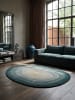 KADIMA DESIGN Wollteppich Kurzflor PARRET Abstrakt Handgetuftet Naturfaser in Türkis-Beige