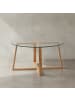 KADIMA DESIGN Couchtisch 78x78x41 cm Sofatisch Eiche Massivholz / Glas Rund, Design