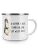 Mr. & Mrs. Panda Emaille Tasse Pinguin mit Schraubenschlüssel mi... in Weiß