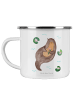 Mr. & Mrs. Panda Camping Emaille Tasse Otter Seerose ohne Spruch in Weiß