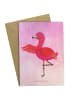 Mr. & Mrs. Panda Neujahrskarte Flamingo Yoga ohne Spruch in Aquarell Pink