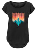 F4NT4STIC Long Cut T-Shirt Berg Sonnenuntergang Geometrisch in schwarz