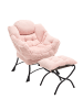 ABRIHOME Loungesessel in Rosa mit Ottomane Armlehnen und Seitentasche