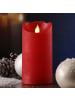 MARELIDA LED Kerze Twinkle Echtwachs bewegte Flamme D: 7,5cm H. 15cm in rot