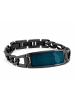 Holzkern Herrenarmband Edelstahl Modulus Blatt Blau/Schwarz