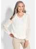 GOLDNER Kurzgröße:  Jerseybluse mit Falten-Details in cremeweiß
