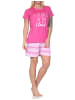 NORMANN Schlafanzug Shorty kurzarm Streifenoptik 126 10 802 in pink