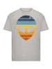 F4NT4STIC T-Shirt Alien Sonnenuntergang Retro in grau meliert