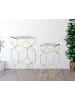 Mauro Ferretti Set aus 2 Couchtischen aus goldfarbenem Metall und Glas, 50x50x100-40x40x80 cm