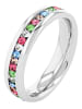 Adeliás Damen Ring aus Edelstahl mit Strass Steinchen in silber
