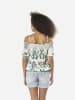 KOROSHI Off-the-shoulder-Bluse mit ethnischem Muster in bunt
