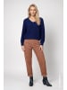 monari Chenille-Pullover mit V-Ausschnitt und Perlfangmuster in Classic Navy