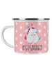 Mr. & Mrs. Panda Camping Emaille Tasse Einhorn Mitteilung mit Sp... in Rot Pastell