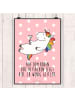 Mr. & Mrs. Panda Wanddeko Bild Einhorn Blümchentail mit Spruch in Rot Pastell