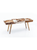 KADIMA DESIGN Sitzbank Ziegenfell / Massivholz Bank 120 x 40 x 52 cm, Polsterbank