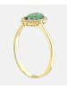 Vanlere Cluster-Ring aus 375 Gelbgold mit Zirkonia mit Smaragd