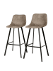 home24 home24 Barstuhl 2er-Set im Industrial-Stil in Beige / Grau