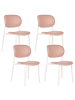 Beliani 4er-Set Esszimmerstuhl MUSANO in Rosa/Weiß