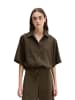 Marc O'Polo Kurzarm-Crinkle-Bluse relaxed in Dark Brown