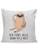Mr. & Mrs. Panda Kopfkissen Faultier Vogel mit Spruch in Grau Pastell