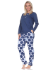 NORMANN Langarm Schlafanzug Pyjama Tupfen Punkte Optik in marine