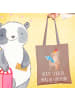 Mr. & Mrs. Panda Stoffbeutel Schulanfang Inspiration mit Spruch in Braun Pastell