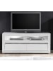 Furn.Design TV-Lowboard Hochglanz weiß Stone Design grau 150 cm, TV-Unterteil Komforthöhe