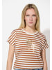 More & More Streifenshirt Paillettenpalme in regular stripes offwhite and clay brown