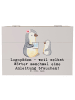 Mr. & Mrs. Panda Holzkiste Logopädin Helden mit Spruch in Grau Pastell
