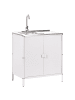 Beliani Gartenküche VILAMA in Weiß/Silber - (W) 80 x (H) 90 x (L) 50 cm