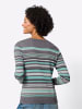 Sieh an! V-Pullover in grau-mint-geringelt