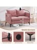 ABRIHOME 2 Sitzer Sofa in Rosa mit Seitentasche Handyhalter und Stauraum 